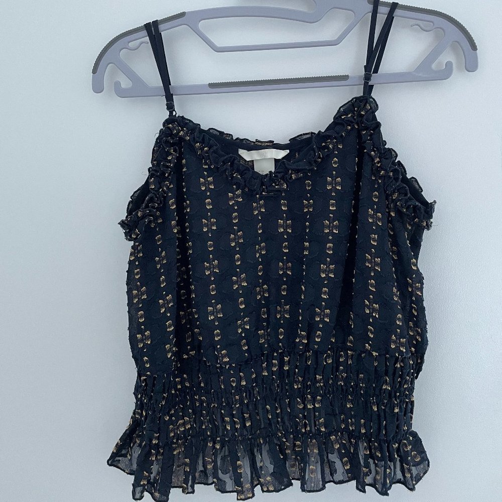 H&M Blue & Gold Sheer Top